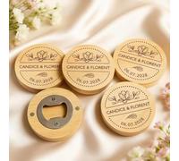 Ouvre-bouteille Rond Gravé Sur Mesure, Tire-bouchon Magnétique Boisé