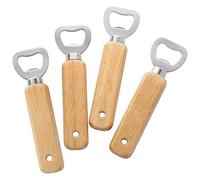 Ouvre-bouteilles en Bois Gravable, 4 Ouvre-bouteilles pour Bière à Main pour Boissons, Cidre, Bar, Accessoires pour La Maison KH1304