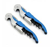 Ouvre-Bouteilles et Tire-Bouchon Professionnel 2PCS pour Bière Champagne Vin, Set Sommelier en Acier au Carbone à Double Levier avec Coupe-Capsule, Qualité Restaurant (Bleu)