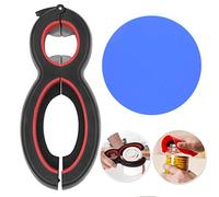 Ouvre-bouteilles multifonctions avec pince pour récipients en silicone, ouvre-boîtes de bière 6 en 1 et tapis antidérapant pour mains faibles/ personnes âgées/personnes souffrant d'arthrite/cuisine