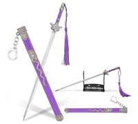 Ouvre-lettres de collection en forme d'épée Jian avec support et fourreau, découpeur d'enveloppe décoratif, cadeau pour les amateurs en violet