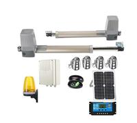 Ouvre-porte à énergie solaire, Kit complet for portes battantes à double bras, 600kg, contrôleur de panneau solaire, capteur de lampe, clavier Gsm en option Ouverture de porte pratique(Kit4)