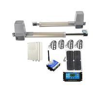 Ouvre-porte à énergie solaire, Kit complet for portes battantes à double bras, 600kg, contrôleur de panneau solaire, capteur de lampe, clavier Gsm en option(Kit9 2G version)