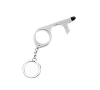 Ouvre-porte Argent EDC avec porte-clés, outil d'ouverture sans contact, outil de sécurité sans contact pour poignées de porte publiques à écran tactile extérieur