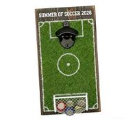Ouvre-tout mural à thème avec porte-capuchon, petit | Collection automatique de casquettes en bois fabriquée à la main pour les fans de sport