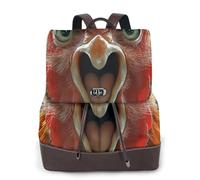 Ouvrez votre bouche grand et attaquez le sac à dos de voyage tendance pour femme, sac à dos décontracté, sac à dos en cuir imprimé pour femme pour le travail