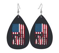 Ouvrier des champs pétrolifères - Roughnecks - Boucles d'oreilles en cuir de plates-formes pétrolières de drapeau américain pour les femmes Dangle Boucle d'oreille Pendentif avec crochet Cadeaux pour