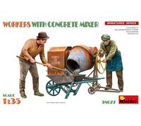 MiniArt Figurines 1:35 38077 - Ouvriers du bâtiment avec malaxeur (2) - Kit plastique à assembler