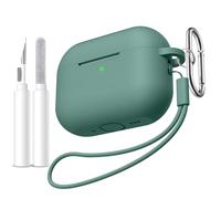 Ouwegaga Coque pour AirPods Pro 3 2025 - Étui en Silicone Anti-Choc Durable Compatible avec Apple AirPods Pro 3 Case, Incluant Un Kit de Nettoyage, Carabiner & lanière [LED Visible] - Pinède