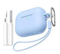 Ouwegaga Coque pour AirPods Pro 3 2025 - Étui en Silicone Anti-Choc Durable Compatible avec Apple AirPods Pro 3 Case, Incluant Un Kit de Nettoyage, Carabiner & lanière [LED Visible] - Lilas