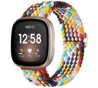 Ouwegaga Élastique Bracelet Compatible avec Fitbit Versa 4/Sense 2/Versa 3/Sense pour Femme Homme, Réglable Nylon Tressé Sport Bracelet Loop Extensible Remplacement Bracelet pour Versa 3, Coloré