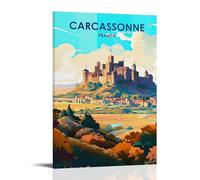 ouweri Carcassonne France Poster vintage sur toile et décoration murale moderne pour chambre à coucher 40 x 60 cm