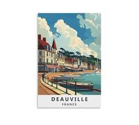 ouweri Deauville France Poster vintage de voyage - Art mural imprimé sur toile pour décoration d'intérieur 40 x 60 cm