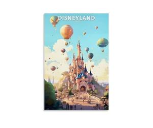 Ouweri Disneyland Paris - Poster vintage sur toile murale, impression artistique pour salon et chambre à coucher, 60 x 90 cm