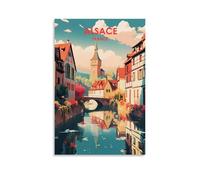 ouweri Impression sur toile vintage Alsace France - Décoration d'intérieur - 20 x 30 cm