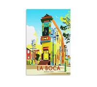 ouweri La Boca Poster de voyage vintage Buenos Aires Argentine - Impression artistique sur toile moderne pour chambre à coucher - 20 x 30 cm