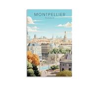 ouweri Montpellier France Affiche de voyage vintage Art peinture sur toile Décoration murale Photo Décoration d'intérieur moderne 20 x 30 cm