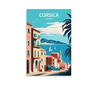 ouweri Poster de voyage vintage Corse France - Impression sur toile - Décoration murale pour salon - 20 x 30 cm