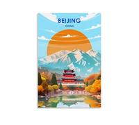 ouweri Poster de voyage vintage de Pékin en Chine (2) peinture sur toile murale défilement image imprimée salon murs décoration maison 20 x 30 cm