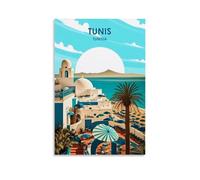 ouweri Poster de voyage vintage Tunis Tunisie - Impression sur toile - Décoration murale - Décoration d'intérieur moderne - 30 x 45 cm
