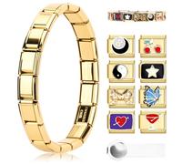 Ouxayapl Ensemble de bracelets à breloques italiens en or - Modules amovibles pour bracelets de 9 mm - Avec outil d'ouverture - Pour filles et garçons, M, 18 carats, Pas de gemme