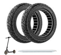 OUXI Lot de 2 pneus Off Road 10 x 2.125 pour scooter électrique Ninebot F20/F30/F40/F65, pneus en caoutchouc plein de 10 pouces pour roue avant et arrière pour scooter électrique Tubeless (noir)