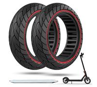 OUXI Red Line Lot de 2 pneus de rechange en caoutchouc plein 60/70-6,5 pour Ninebot G30 Max /G30D avec outil de montage pour scooter électrique, pneus en caoutchouc plein, 10 x 2,5 pouces