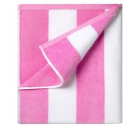 Ouxiaobai Serviette de plage surdimensionnée en coton - 88,9 x 178,8 cm - Serviette de piscine à rayures douce et douce (rose)