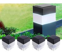 OUYANGL Lot de 4 capuchons solaires LED pour poteau de clôture en fer forgé, aluminium ou jardin, lumière blanche, 5 cm x 5 cm