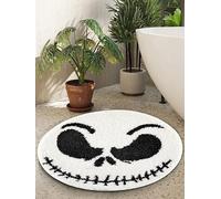 Ouyattle Jack Skellington Tapis de salle de bain à poils longs Halloween 0,6 m, antidérapant, lavable en machine, doux et absorbant, motif cauchemar effrayant, mignon et effrayant, pour Halloween