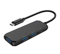 OUYFBO Adaptateur multiport USB C vers USB 4 ports USB 3.0 5 Gbit/s, adaptateur USB 3.0 pour PC, ordinateur portable, ordinateur portable et plus encore - Noir