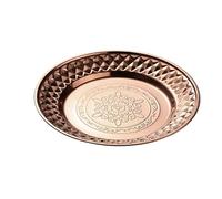 OUYNIEI Assiettes rondes en acier inoxydable - Quatre tailles, design rétro doré, assiette à fleurs de style thaïlandais, plat à bonbons multifonction pour exportation en Asie du Sud-Est (or rose)