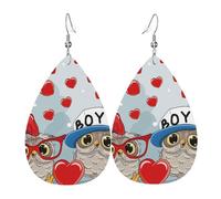 OUYNIEI Boucles d'oreilles en cuir imprimé chouette mignon