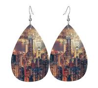 OUYNIEI Boucles d'oreilles en cuir imprimé Hong Kong