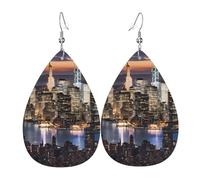 OUYNIEI Boucles d'oreilles en cuir imprimé Hong Kong