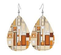 OUYNIEI Boucles d'oreilles modernes en cuir imprimé du milieu du siècle