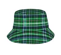 Ouyniei Chapeau bob unisexe avec imprimé tartan écossais bleu et vert pliable pour voyage, plage, randonnée, fête hip-hop