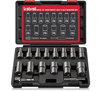 OUYNIEI Kit d'extracteur, jeu de douilles d'extraction d'écrous, dénudées et arrondies avec entraînement de 6,35 mm et 9,5 mm, 32 outils de retrait d'écrous de roue endommagés, congelés, rouillés et