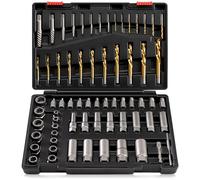 OUYNIEI Kit d'extracteur, jeu de douilles d'extraction d'écrous, dénudées et arrondies avec entraînement de 6,35 mm et 9,5 mm, 32 outils de retrait d'écrous de roue endommagés, congelés, rouillés et