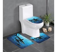Ouyniei Lot de 3 tapis de salle de bain antidérapants imprimés requins marteaux
