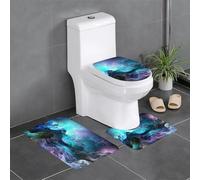 Ouyniei Lot de 3 tapis de salle de bain antidérapants Motif univers graphique 3D