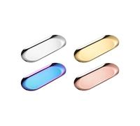 OUYNIEI Lot de 4 assiettes ovales dorées - Plateaux créatifs pour sauces, collations et bijoux - Parfait pour les cuisines, les événements en plein air et les barbecues (quatre couleurs, 21,6 cm)