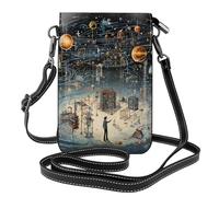 Ouyniei Petit sac à bandoulière imprimé physique pour téléphone portable, sac à main, portefeuille à plusieurs poches