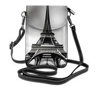 Ouyniei Petit sac à bandoulière pour téléphone portable, sac à main, portefeuille à poches multiples, imprimé Tour Eiffel de Paris Noir