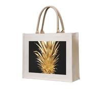 Ouyniei Sac fourre-tout en toile imprimée à motif floral pour femme, sac d'épicerie, voyage, pour demoiselles d'honneur, mariages, sacs à bandoulière élégants, Ananas doré., Taille unique