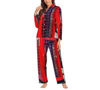 Ouyniei Telephone Booth Pyjama à manches longues pour femme avec boutons et chemise 2 pièces pour femme S-XXL, Noir , XXL