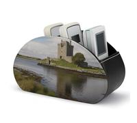 Ouyniei Vue du château de Dunguaire Support de télécommande 5 compartiments en cuir PU Organiseur d'ordinateur pour contrôleur, lecteur multimédia, etc