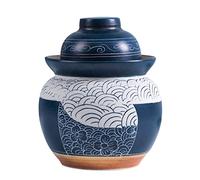oUyOo Fermentation Crock Jar, Kimchi Jar Pot en Grès pour La Fermentation Ou Le Marinage du Kimchi, Choucroute avec Couvercle en Céramique,3.5kg