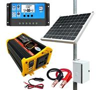 oUyOo Kit De Panneaux Solaires, Système d'alimentation Solaire avec Onduleur Et Panneaux De 4000 W, Système d'alimentation Solaire Complet avec Batterie Et Onduleur pour Maison, Abri, Ferme, Bateaux
