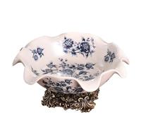 OUYUE Corbeilles à Fruits Bol À Fruits en Céramique, Bol sur Pied Décoratif pour Table, Bol À Fruits Vintage avec Base en Résine Bol à Fruits